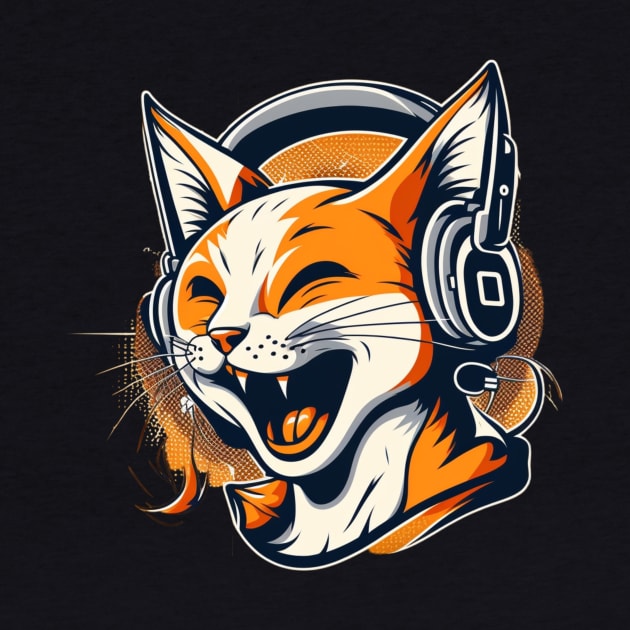 Laughing Cat - A Headset Wearing Feline by gibah